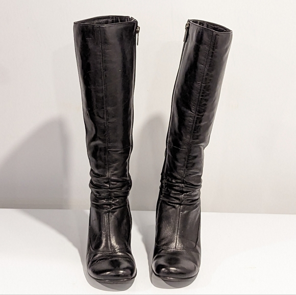 Spring black knee high wedge boots size 6.5 - Picture 2 of 14